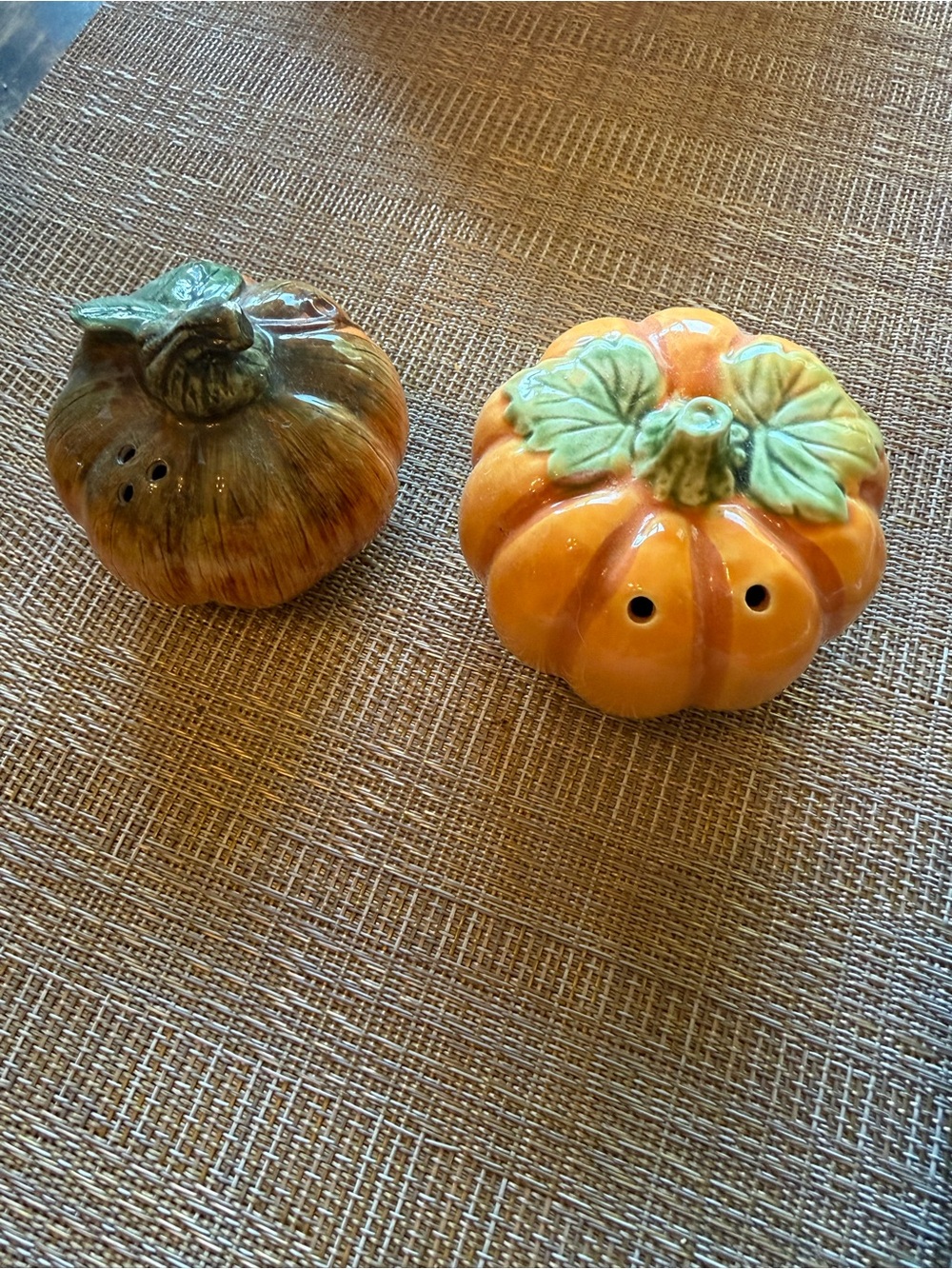 Vintage 1995 Fitz and Floyd Pumpkin Salt and Pepper Shakers